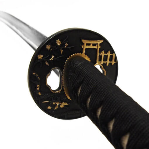 DerShogun Schwarzes Katana Samuraischwert - Damaszener Stahl